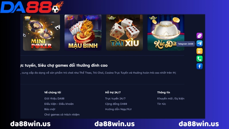 kênh hỗ trợ da88 khả dụng