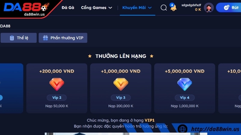 ưu đãi độc quyền dành cho hội viên vip tại Da88